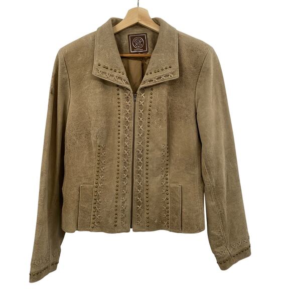 Double D Ranch M Leather Suede weaved jacket - Picture 1 of 6